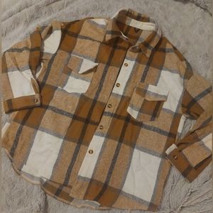 Plus Size Women's Button Down Flannel Top (SHEIN)